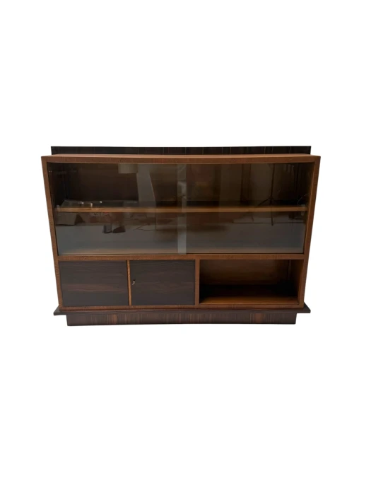 Art Deco Bookcase by Dutch Designer, Solid Oak & Macassar Ebony, 1930s